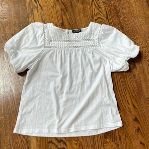 I crew white cotton too with puff sleeves.